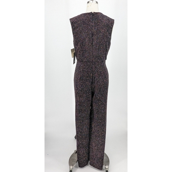 NEW Aidan Sparkle Wide Leg Jumpsuit Black Silver 4 party evening holiday - Picture 2 of 8